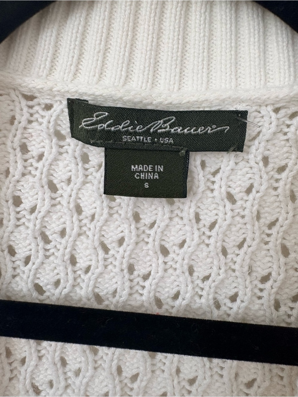Eddie Bauer White Open Knit Button Front Cardigan Size Small 100% Cotton - Picture 4 of 14